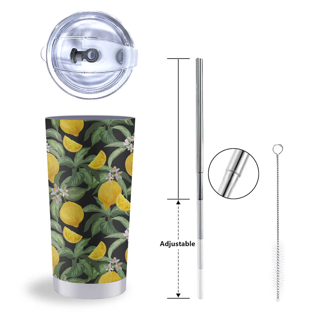 Lemon Yellow Print Pattern Tumbler-grizzshop