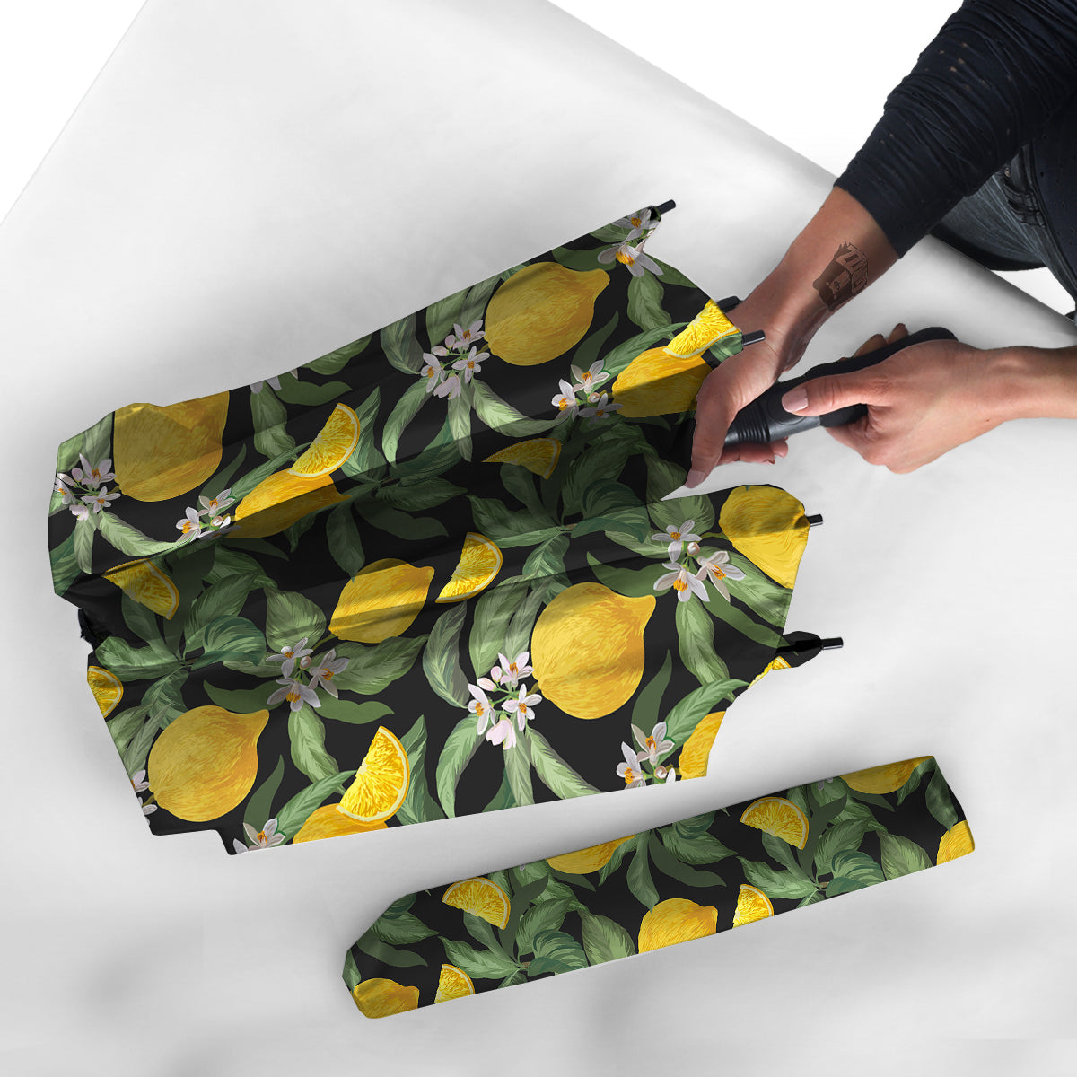 Lemon Yellow Print Pattern Umbrella-grizzshop