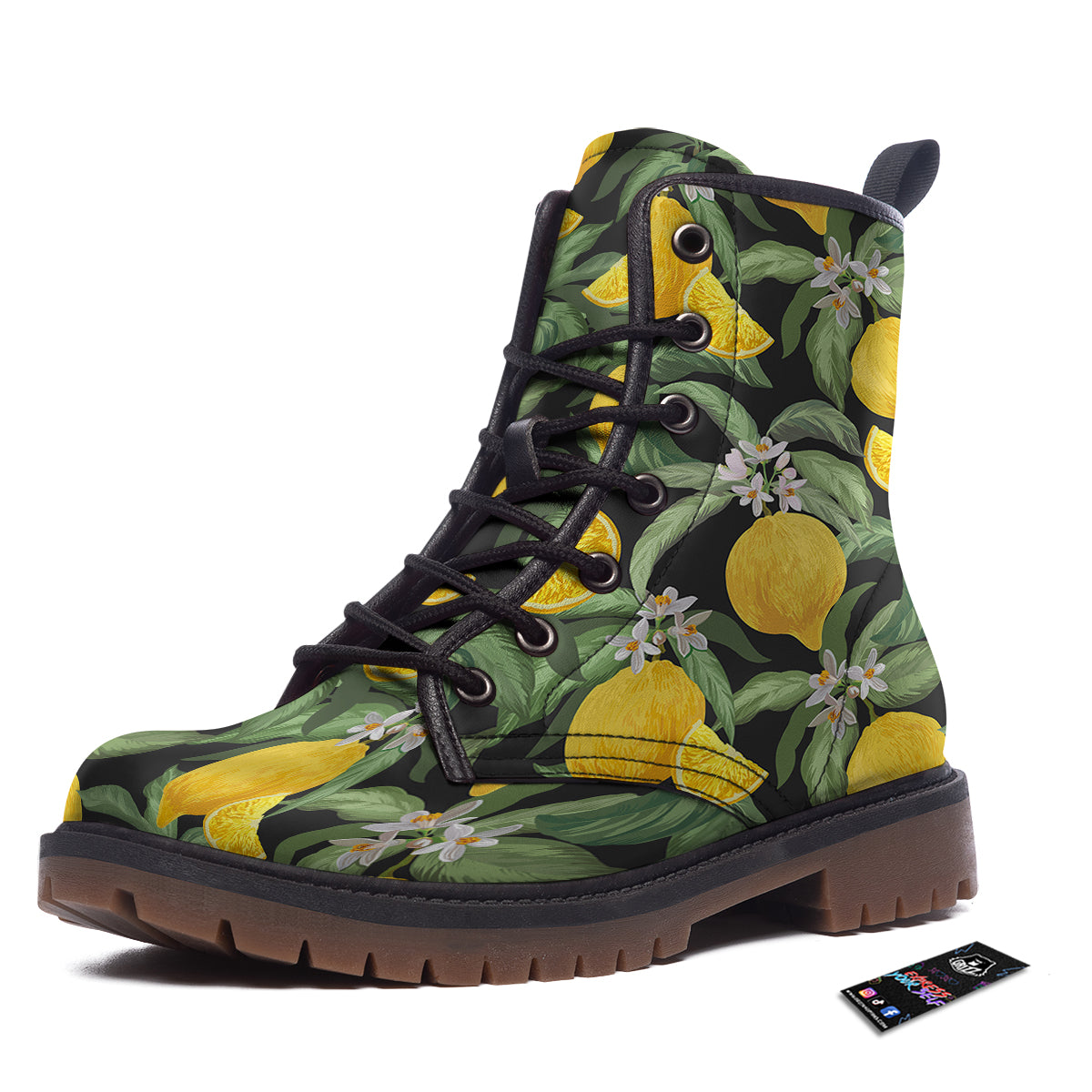 Lemon Yellow Print Pattern Work Boots-grizzshop
