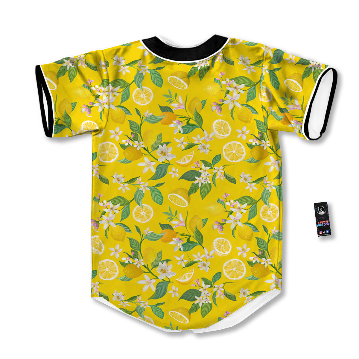 Lemon Yellow Topic Fruits Print Pattern Baseball Jersey-grizzshop