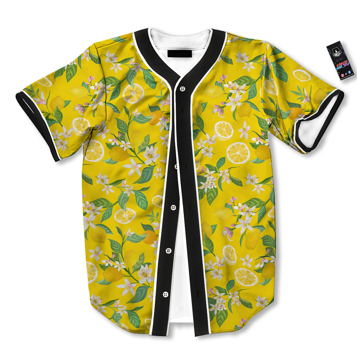 Lemon Yellow Topic Fruits Print Pattern Baseball Jersey-grizzshop