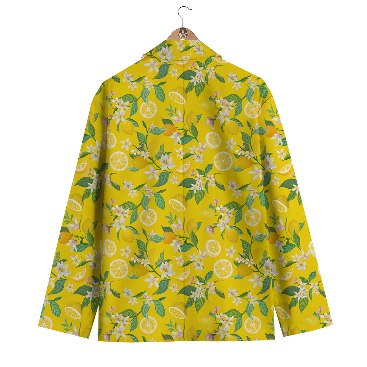 Lemon Yellow Topic Fruits Print Pattern Men's Blazer-grizzshop