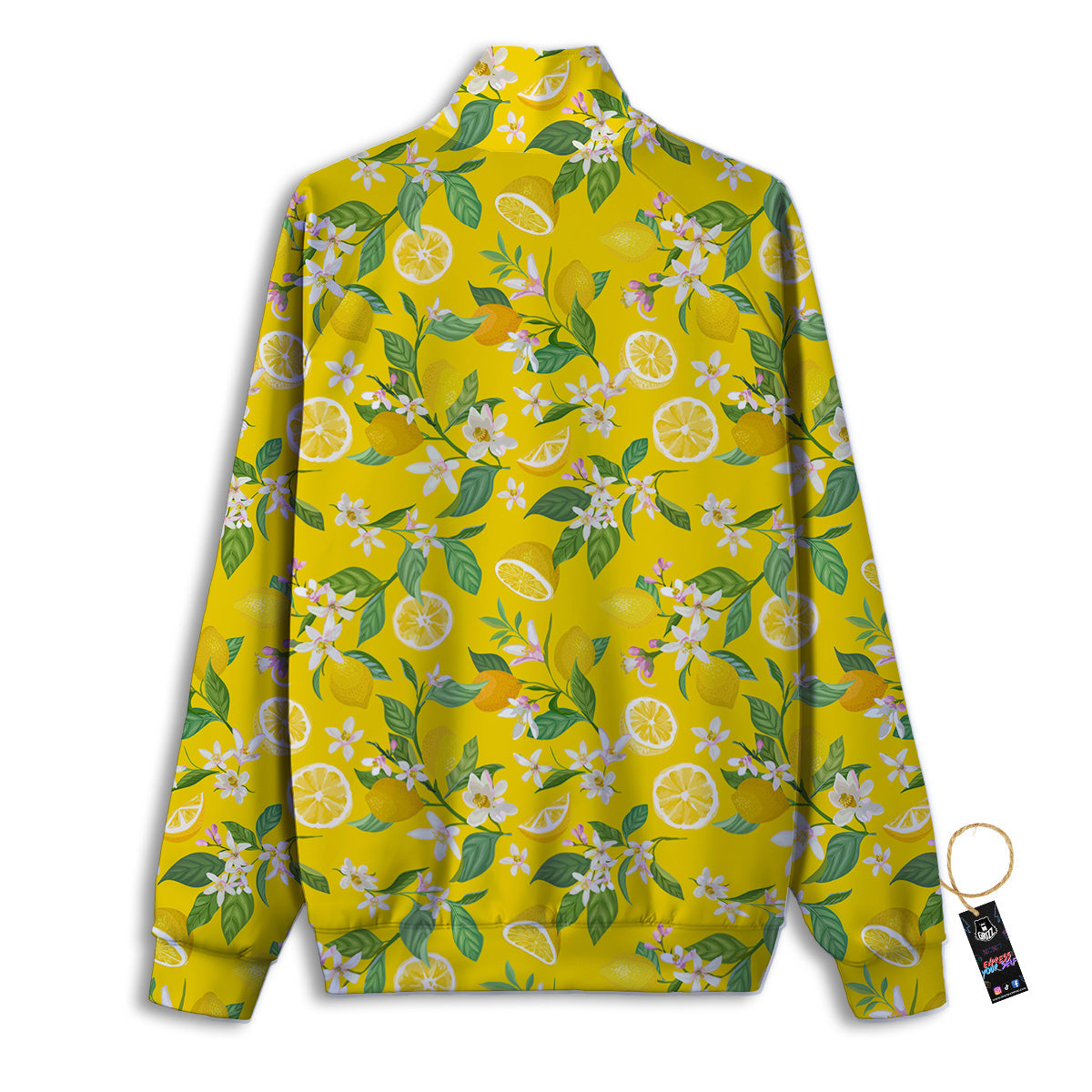 Lemon Yellow Topic Fruits Print Pattern Track Jacket-grizzshop
