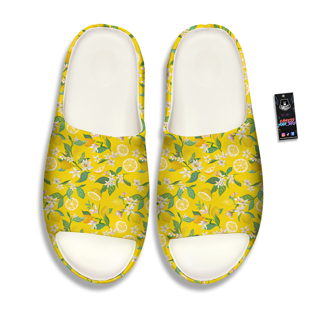 Lemon Yellow Topic Fruits Print Pattern Sandals-grizzshop