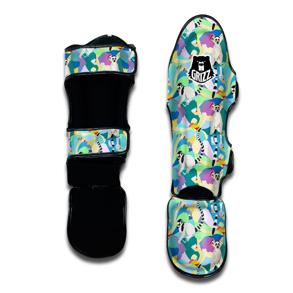 Lemur Colorful Pattern Print Muay Thai Shin Guards-grizzshop