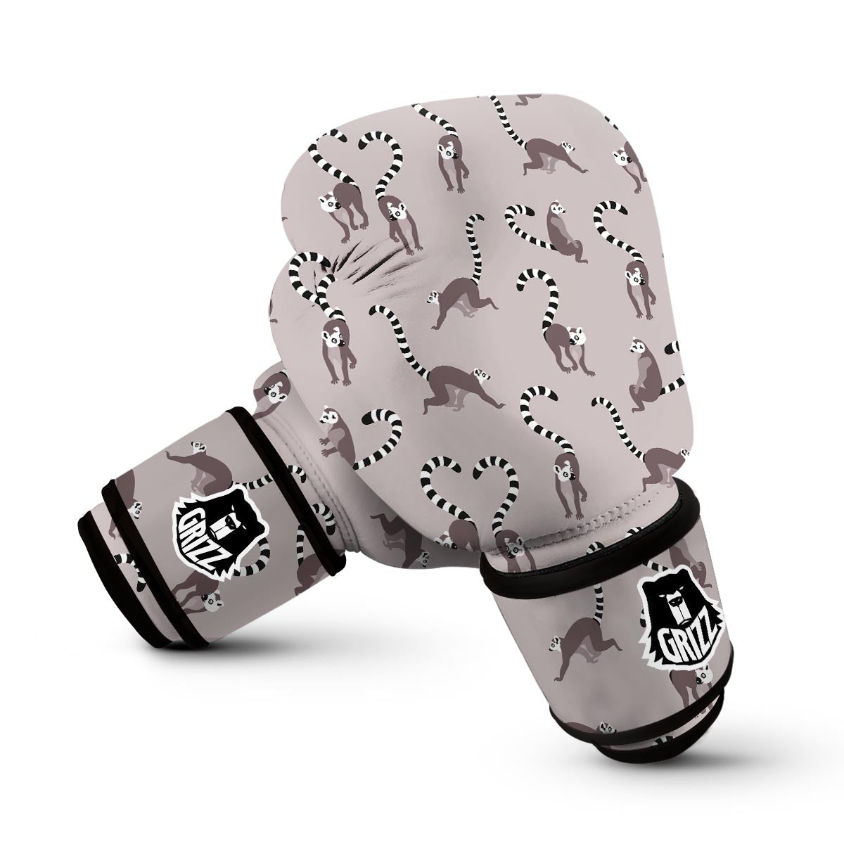 Lemur Pattern Print Boxing Gloves-grizzshop