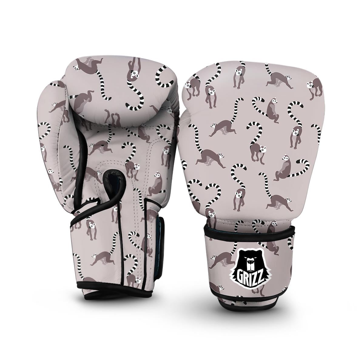 Lemur Pattern Print Boxing Gloves-grizzshop