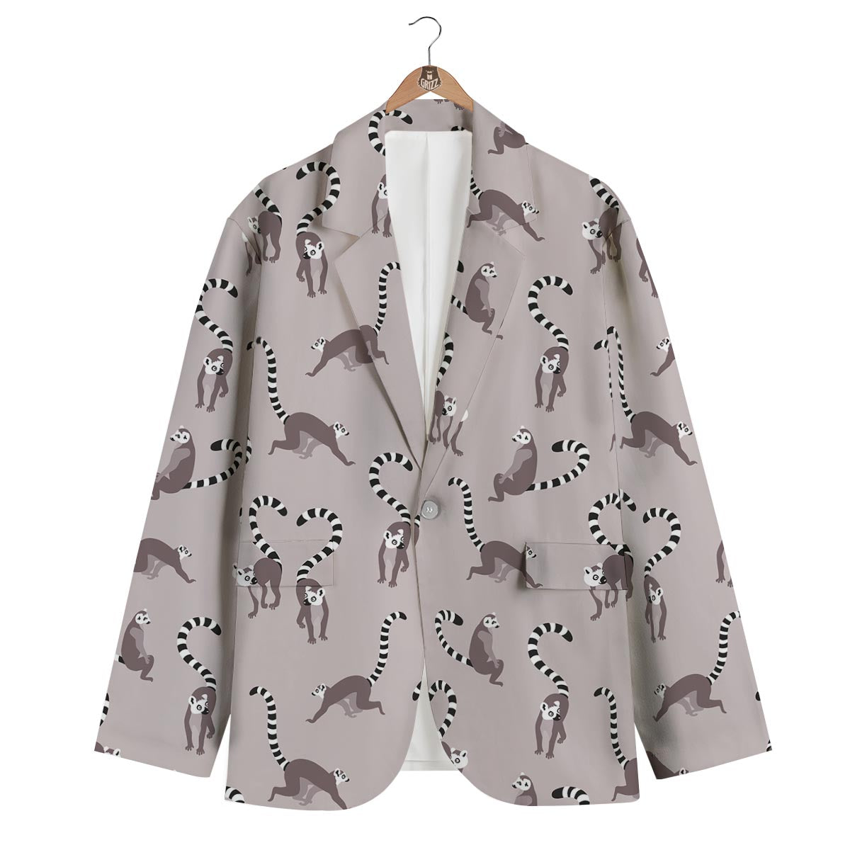 Lemur Pattern Print Men's Blazer-grizzshop