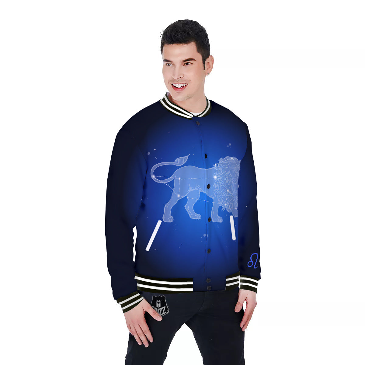Leo Constellation Print Baseball Jacket-grizzshop