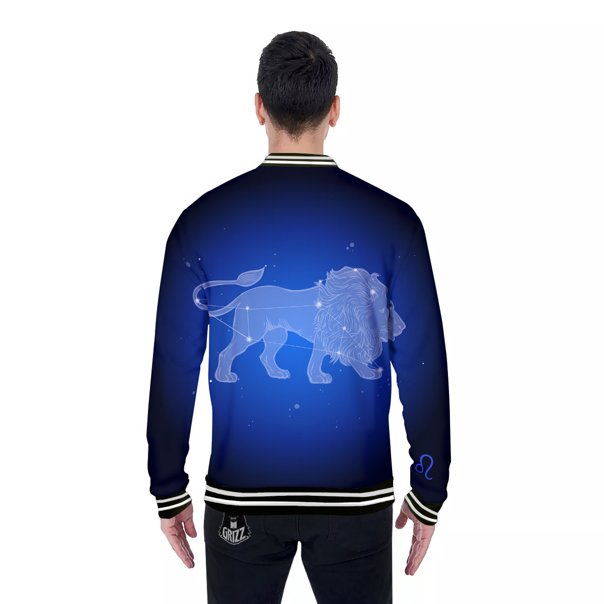 Leo Constellation Print Baseball Jacket-grizzshop