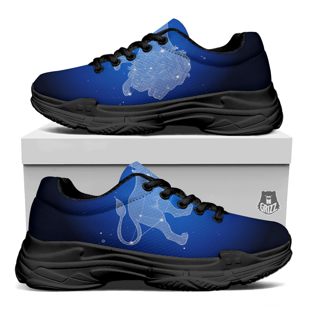 Leo Constellation Print Black Chunky Shoes-grizzshop