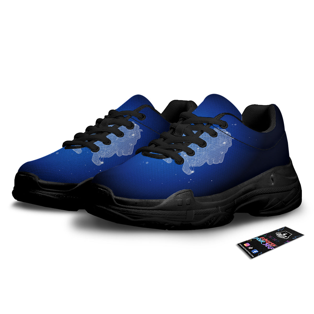 Leo Constellation Print Black Chunky Shoes-grizzshop