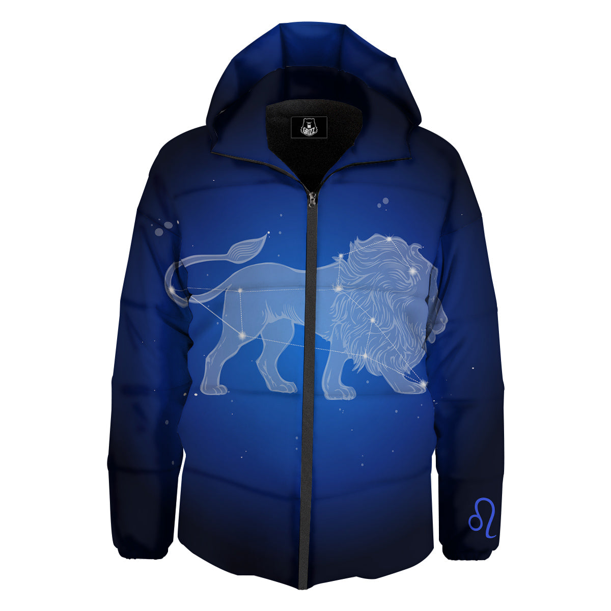 Leo Constellation Print Down Jacket-grizzshop