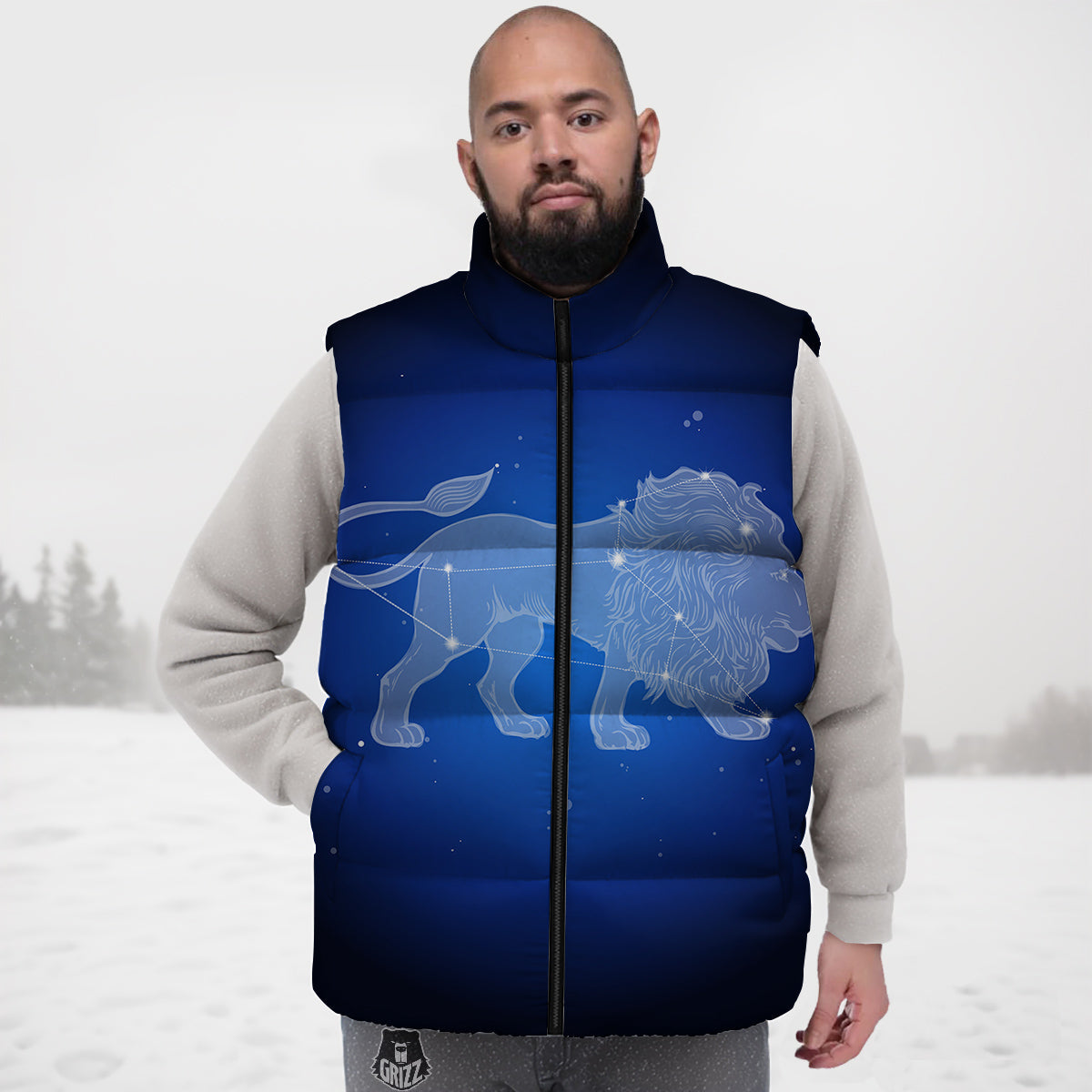 Leo Constellation Print Down Vest