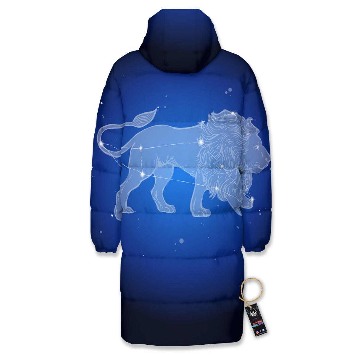 Leo Constellation Print Long Down Jacket-grizzshop