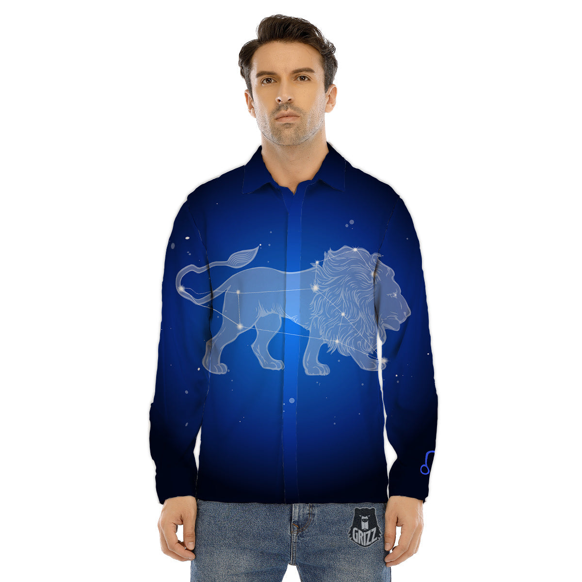 Leo Constellation Print Men's Dress Shirts-grizzshop
