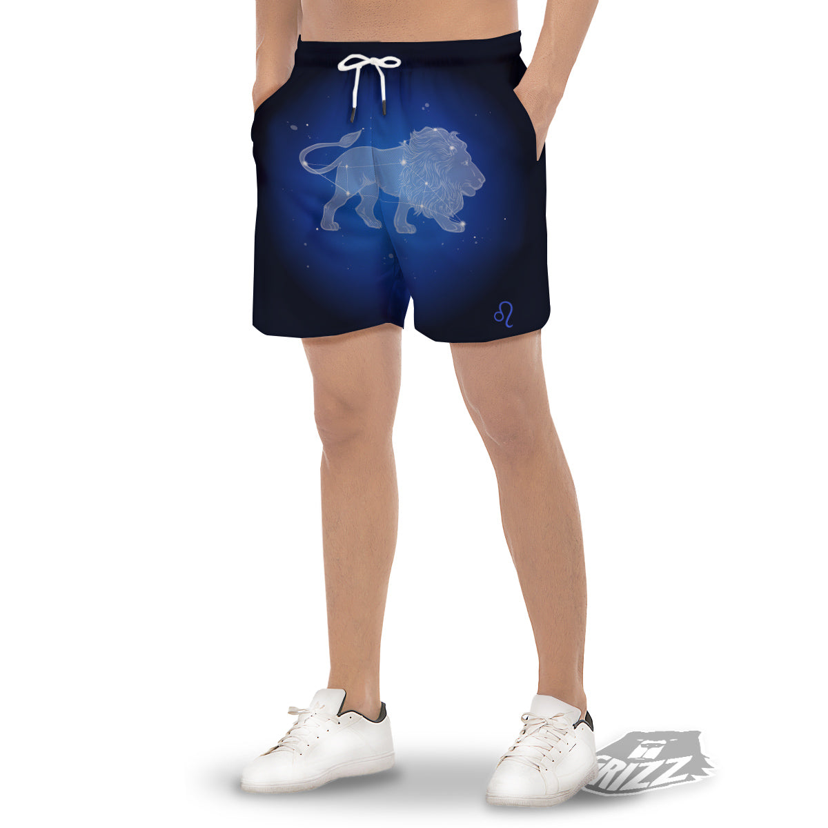 Leo Constellation Print Men's Gym Shorts-grizzshop