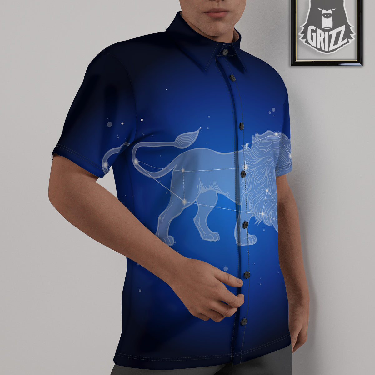 Leo Constellation Print Untucked Shirts-grizzshop