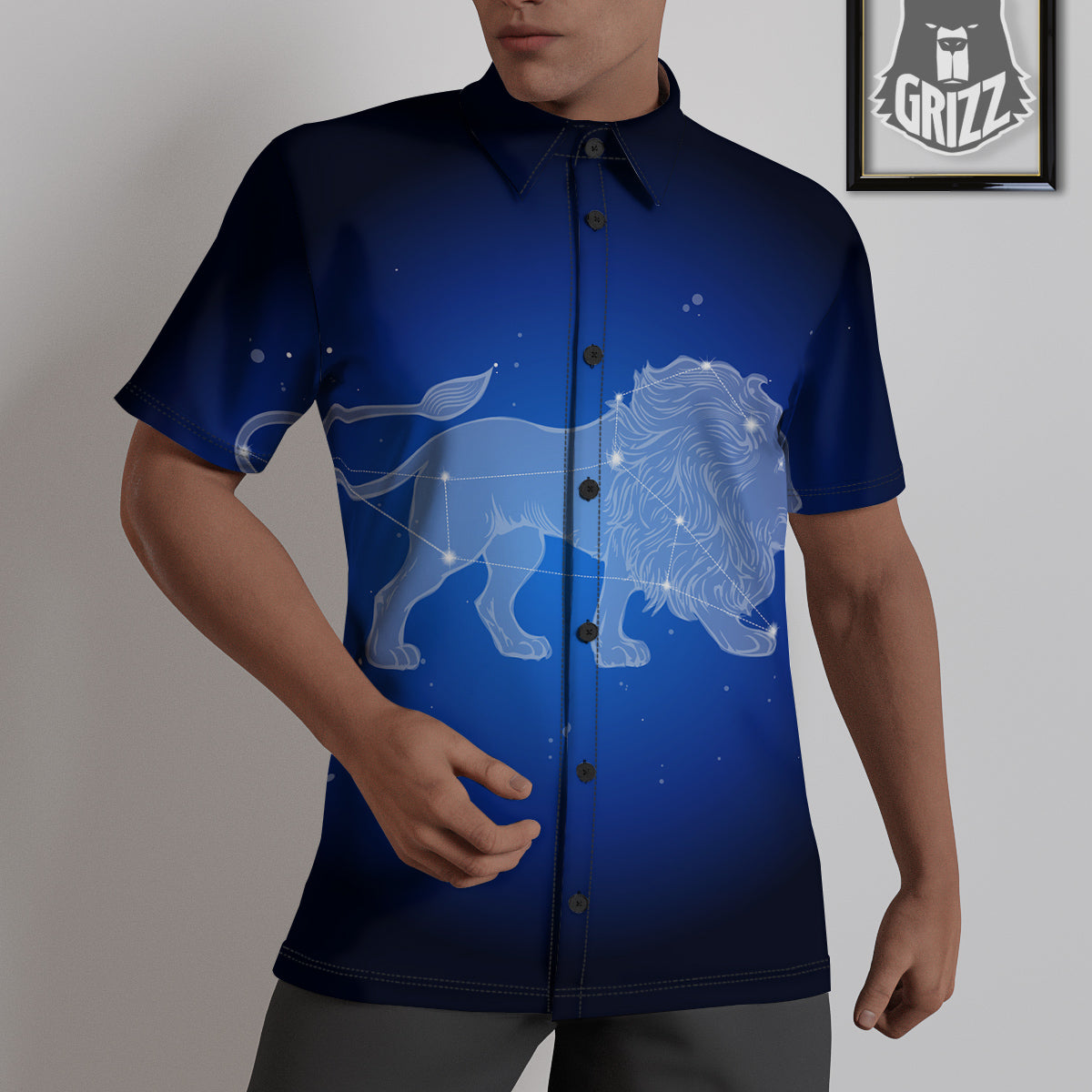 Leo Constellation Print Untucked Shirts-grizzshop