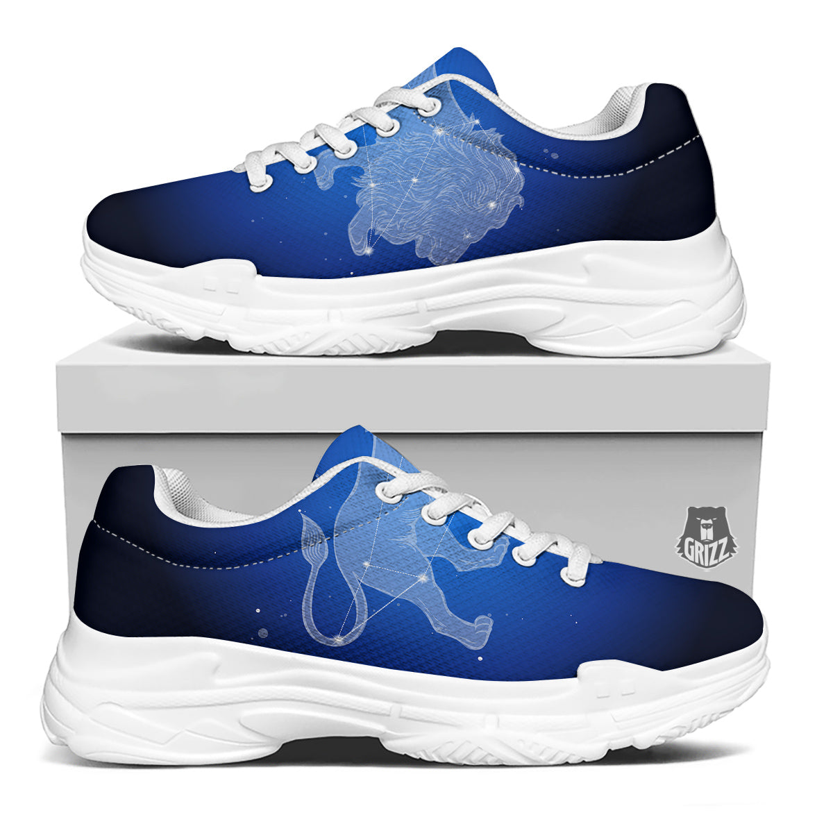 Leo Constellation Print White Chunky Shoes-grizzshop