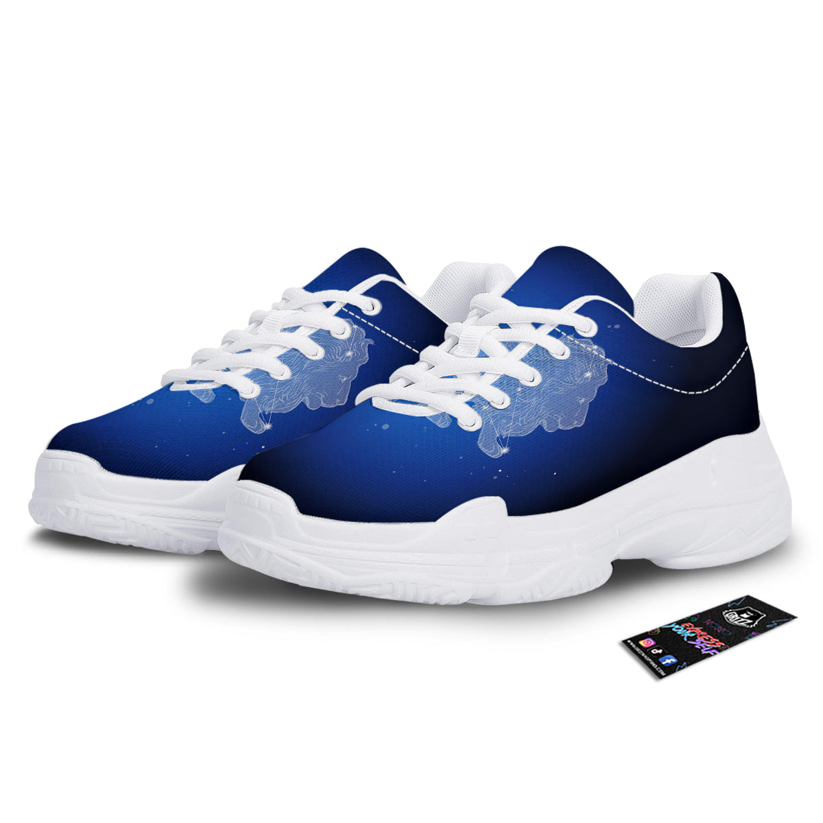 Leo Constellation Print White Chunky Shoes-grizzshop