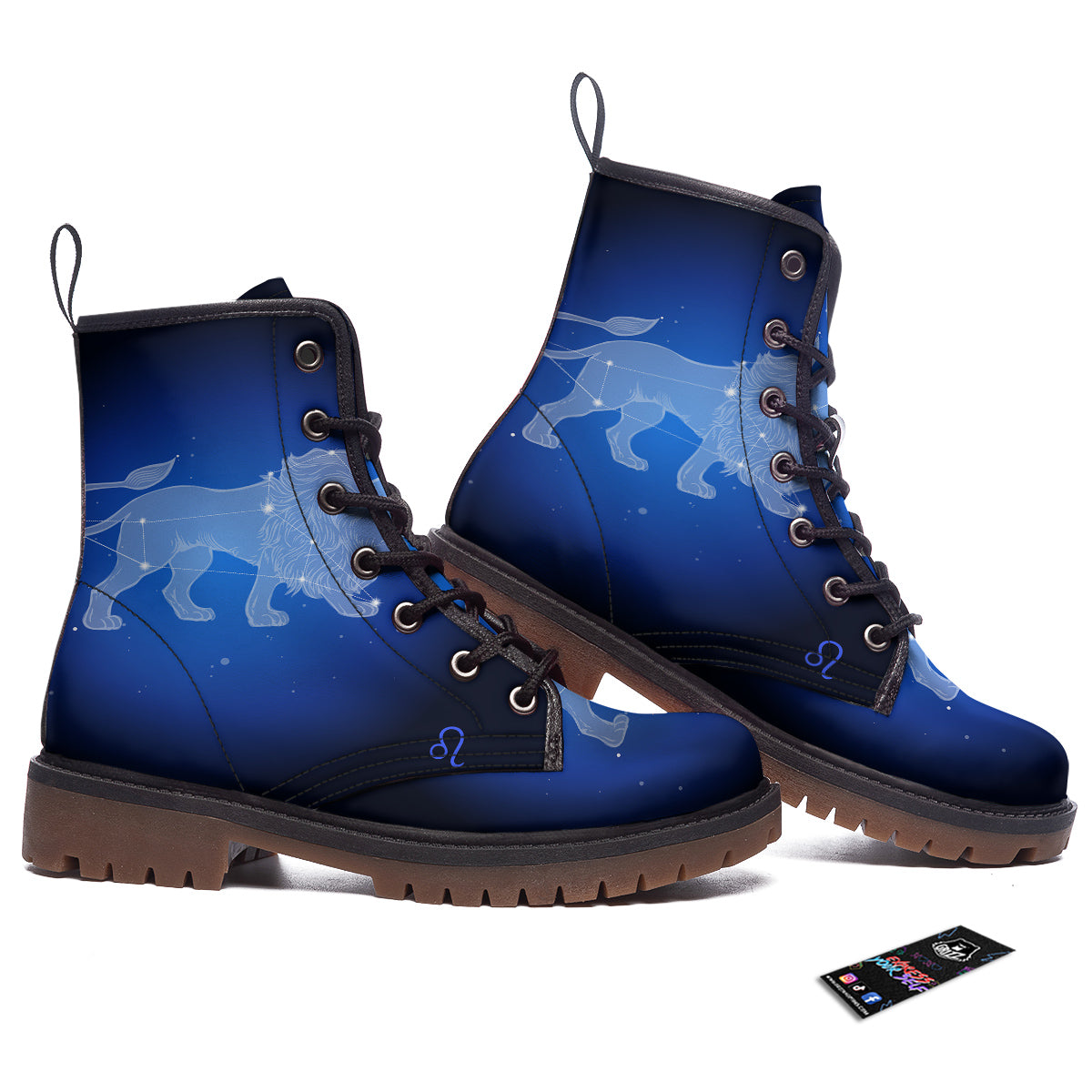 Leo Constellation Print Work Boots-grizzshop