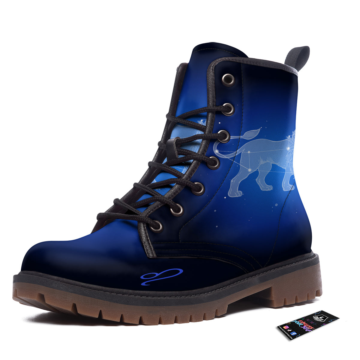 Leo Constellation Print Work Boots-grizzshop