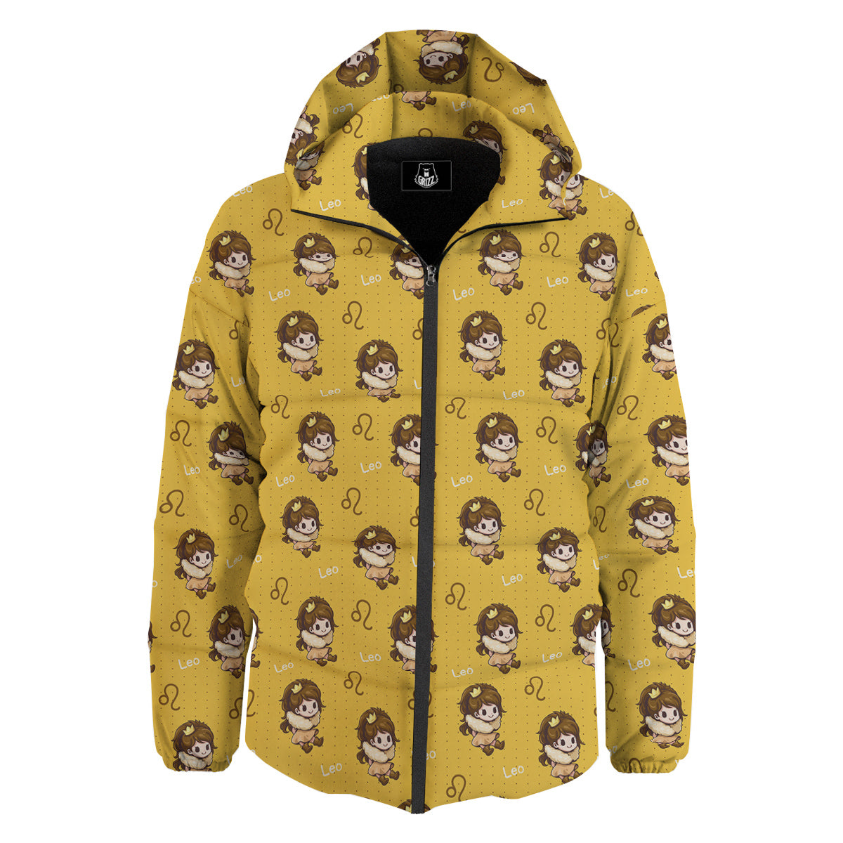 Leo Cute Cartoon Print Pattern Down Jacket-grizzshop