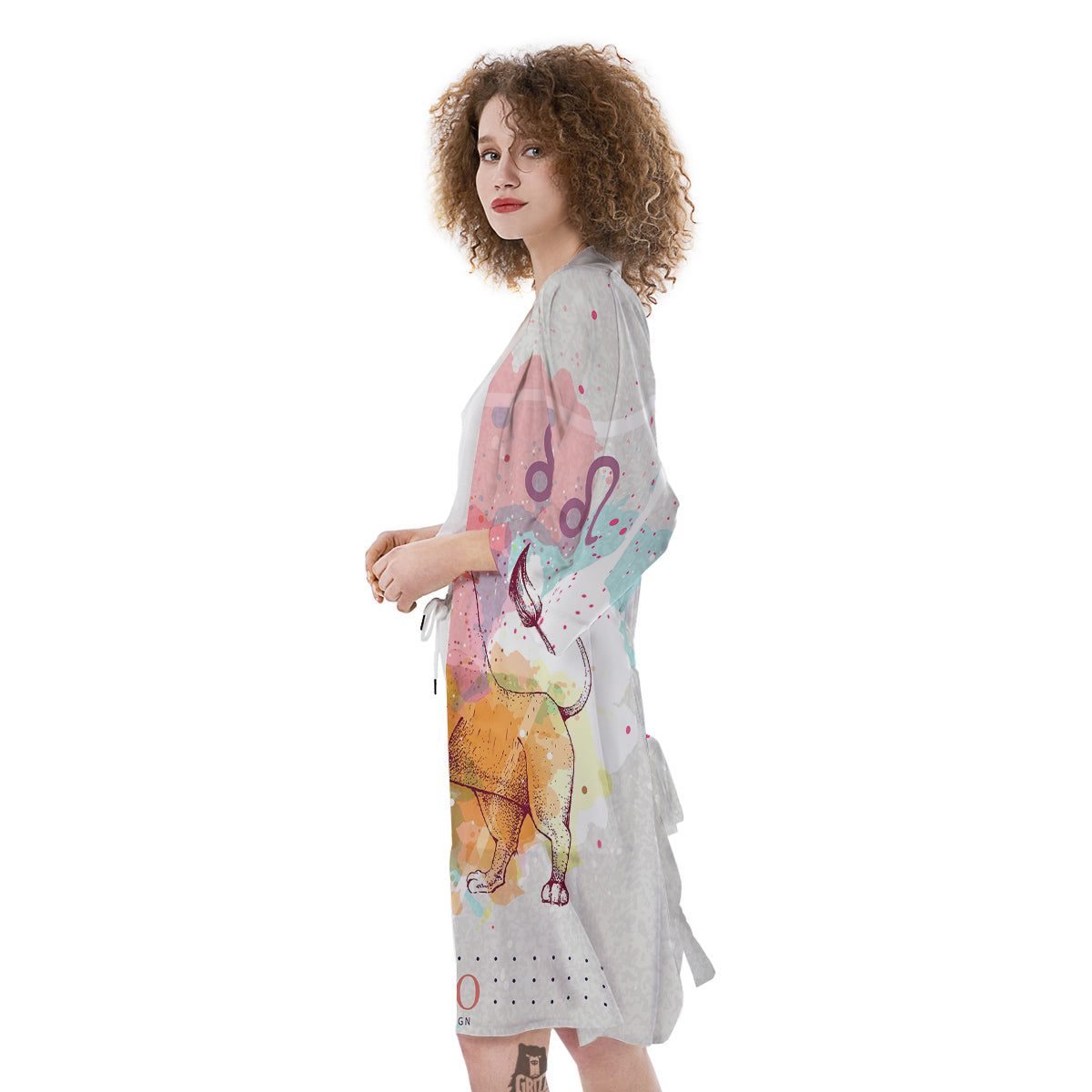 Leo Sign Colorful Print Kimono-grizzshop