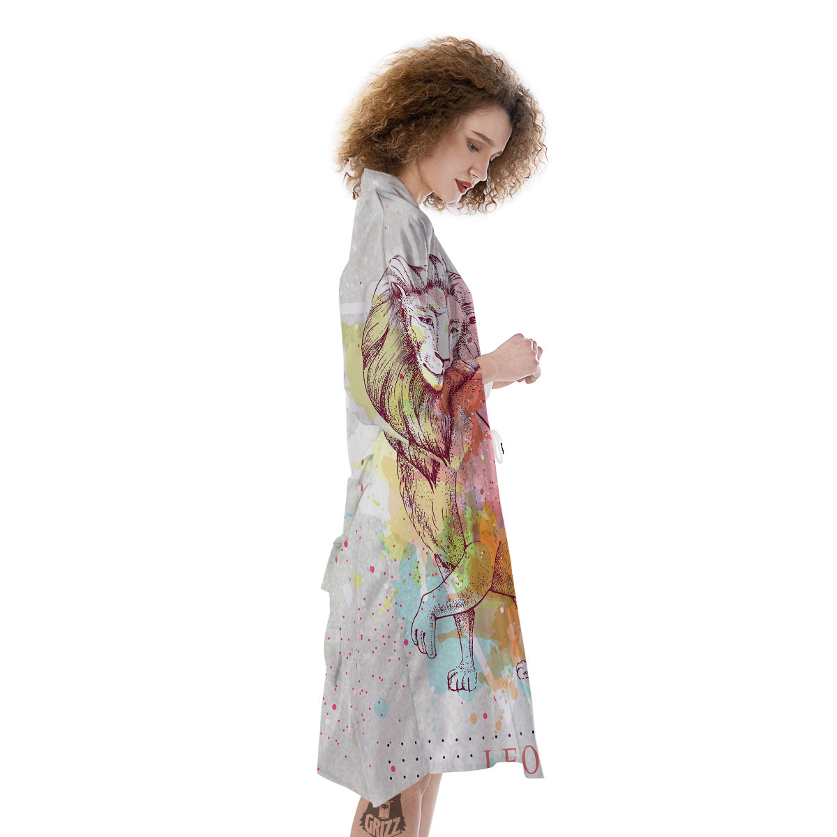 Leo Sign Colorful Print Kimono-grizzshop