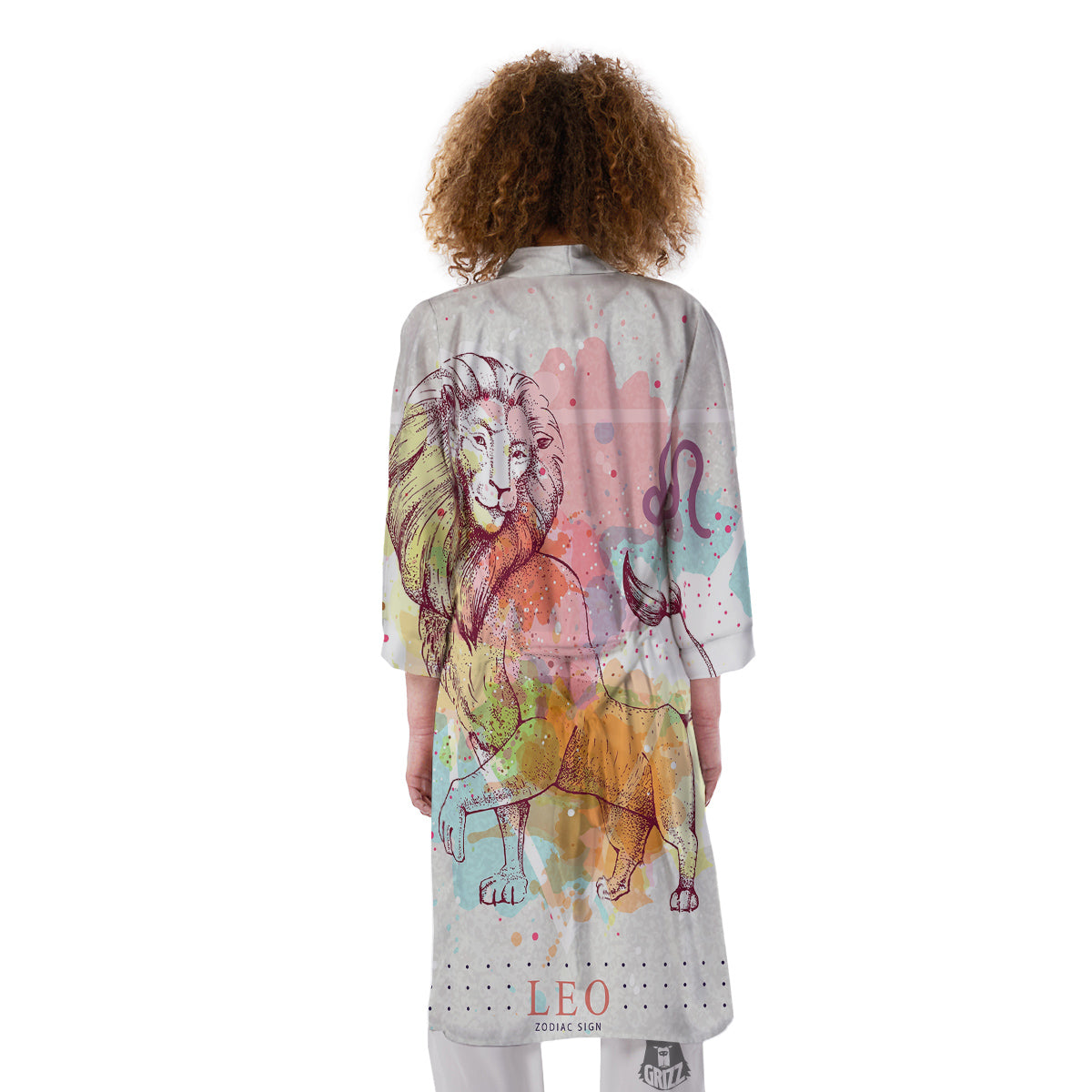 Leo Sign Colorful Print Kimono-grizzshop