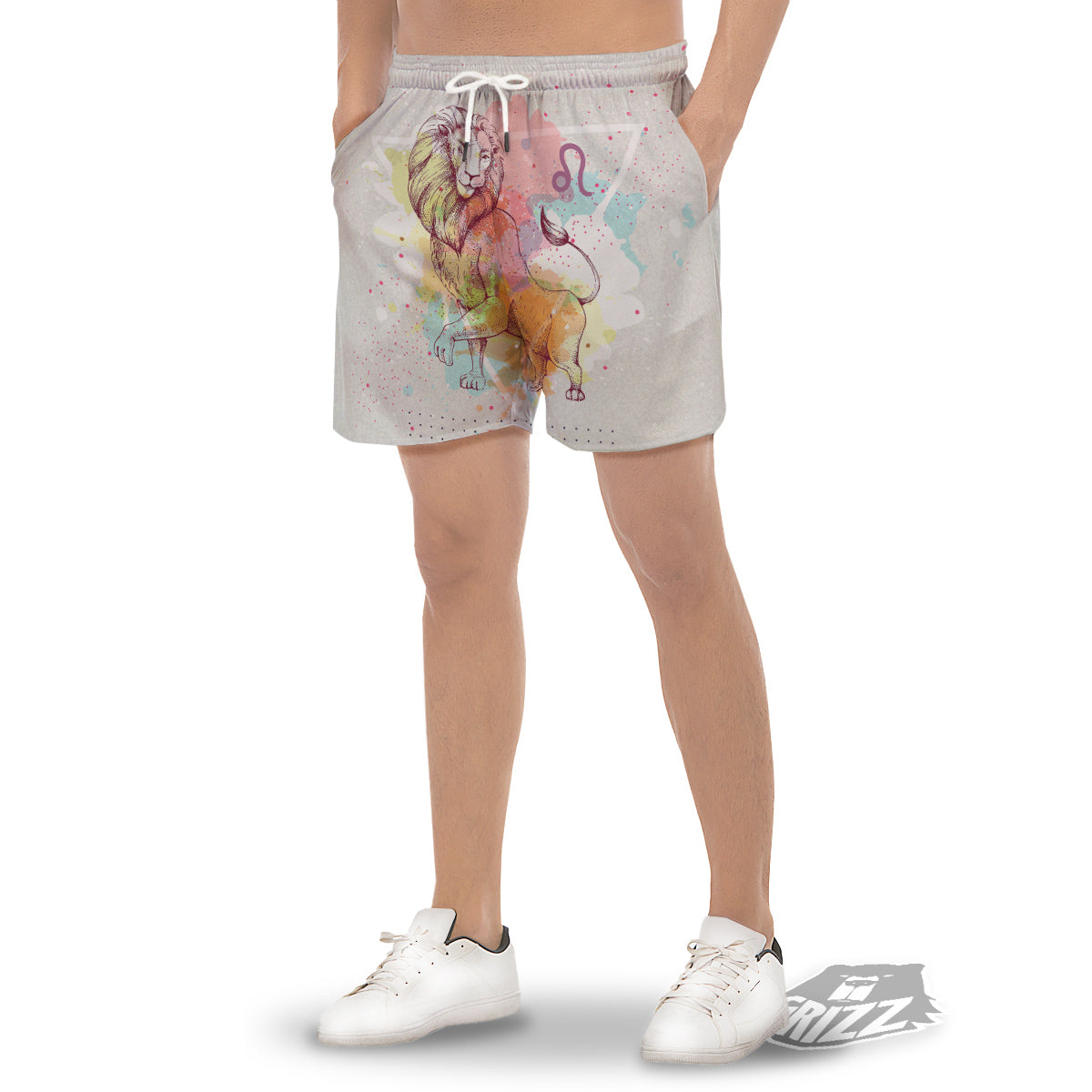 Leo Sign Colorful Print Men's Gym Shorts-grizzshop