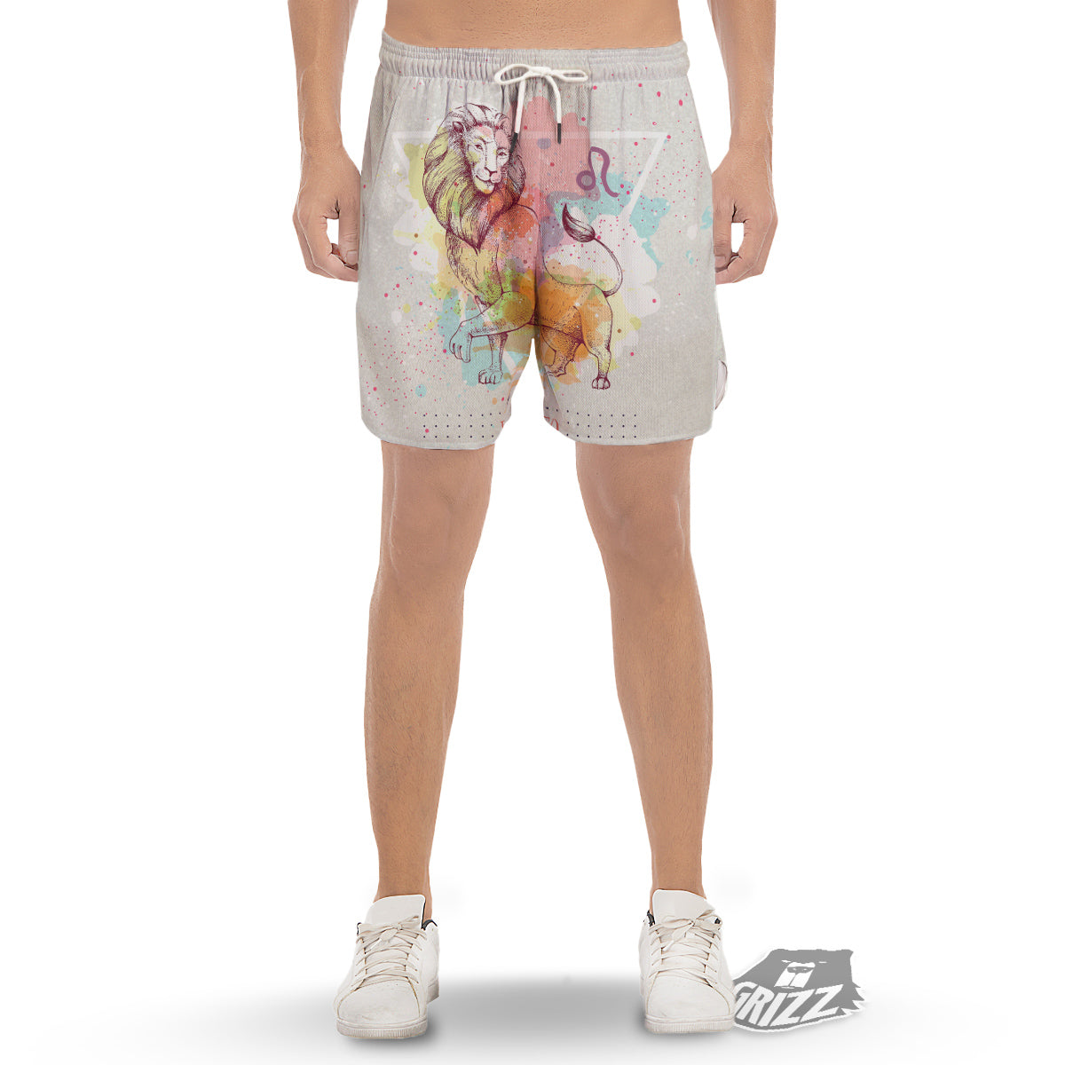 Leo Sign Colorful Print Men's Gym Shorts-grizzshop