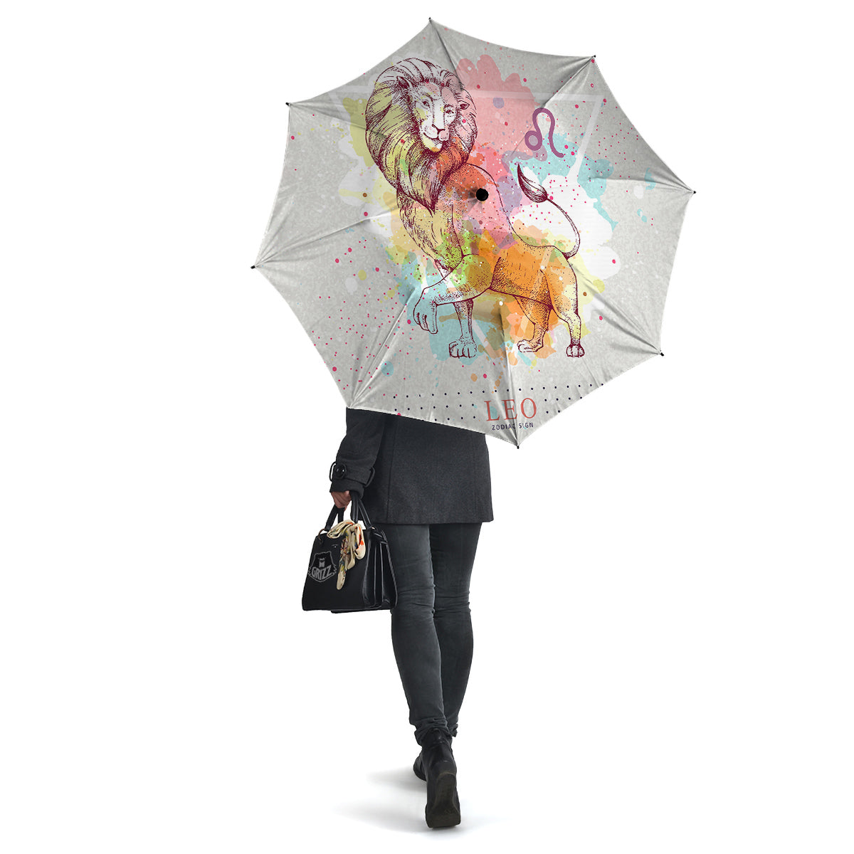 Leo Sign Colorful Print Umbrella-grizzshop