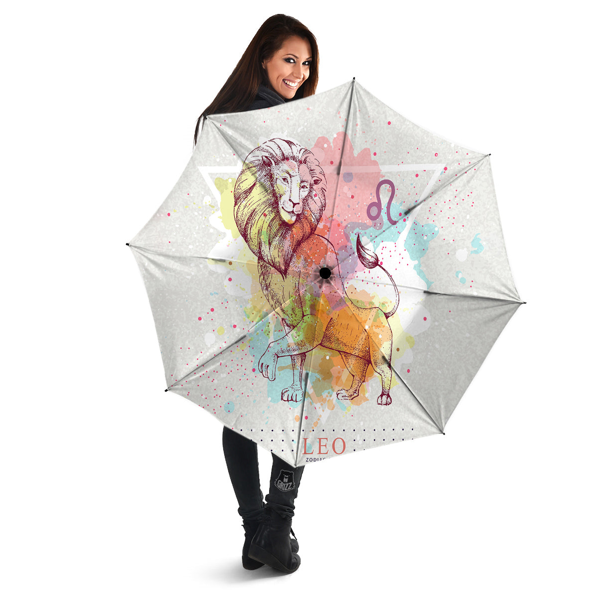 Leo Sign Colorful Print Umbrella-grizzshop