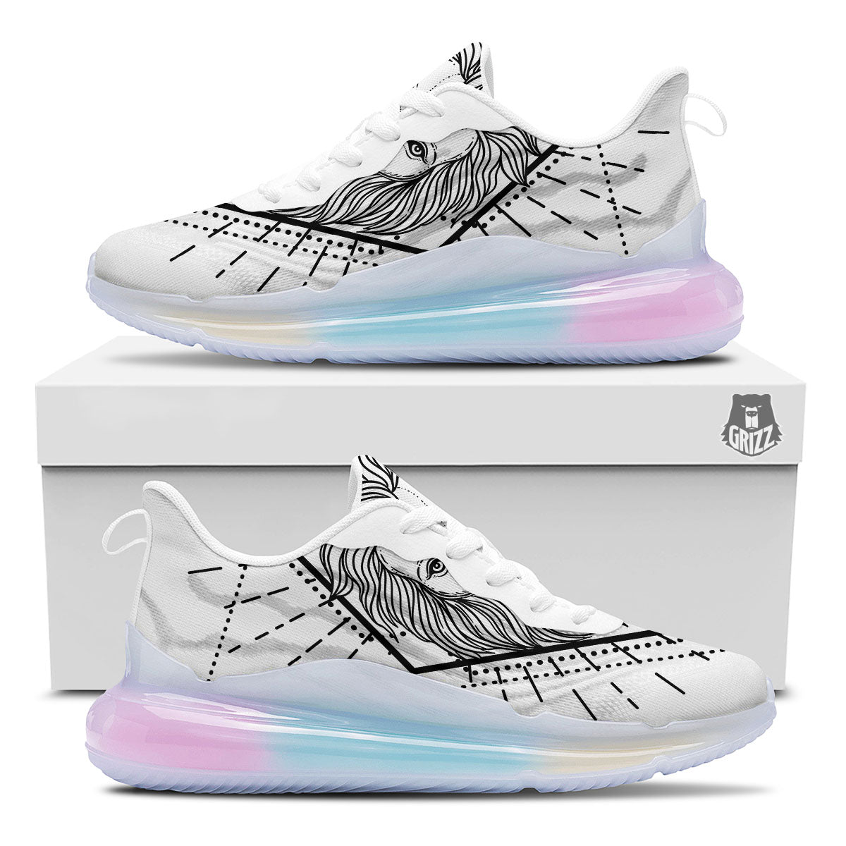 Leo Sign White And Black Print Running Sneakers-grizzshop