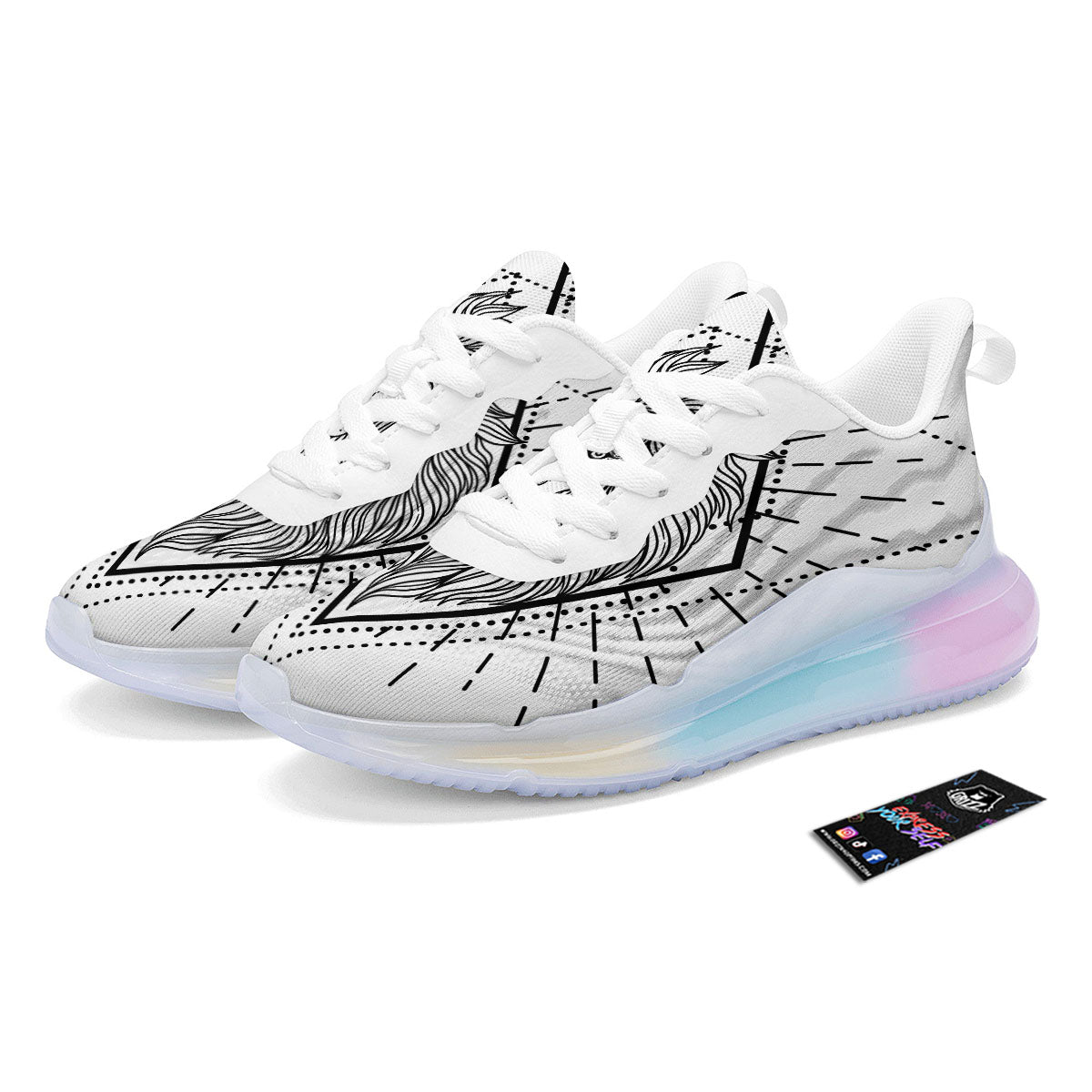Leo Sign White And Black Print Running Sneakers-grizzshop
