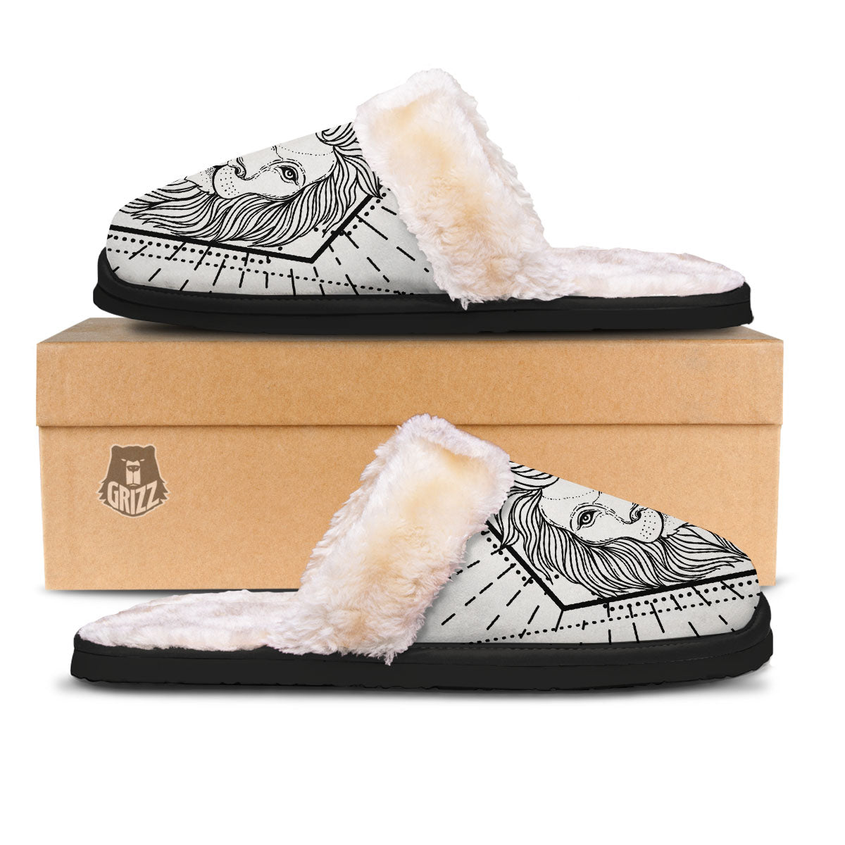 Leo Sign White And Black Print Slippers-grizzshop