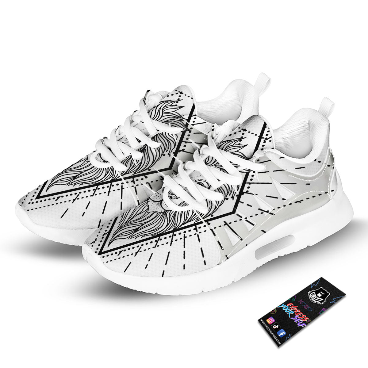 Leo Sign White And Black Print Tennis Shoes-grizzshop