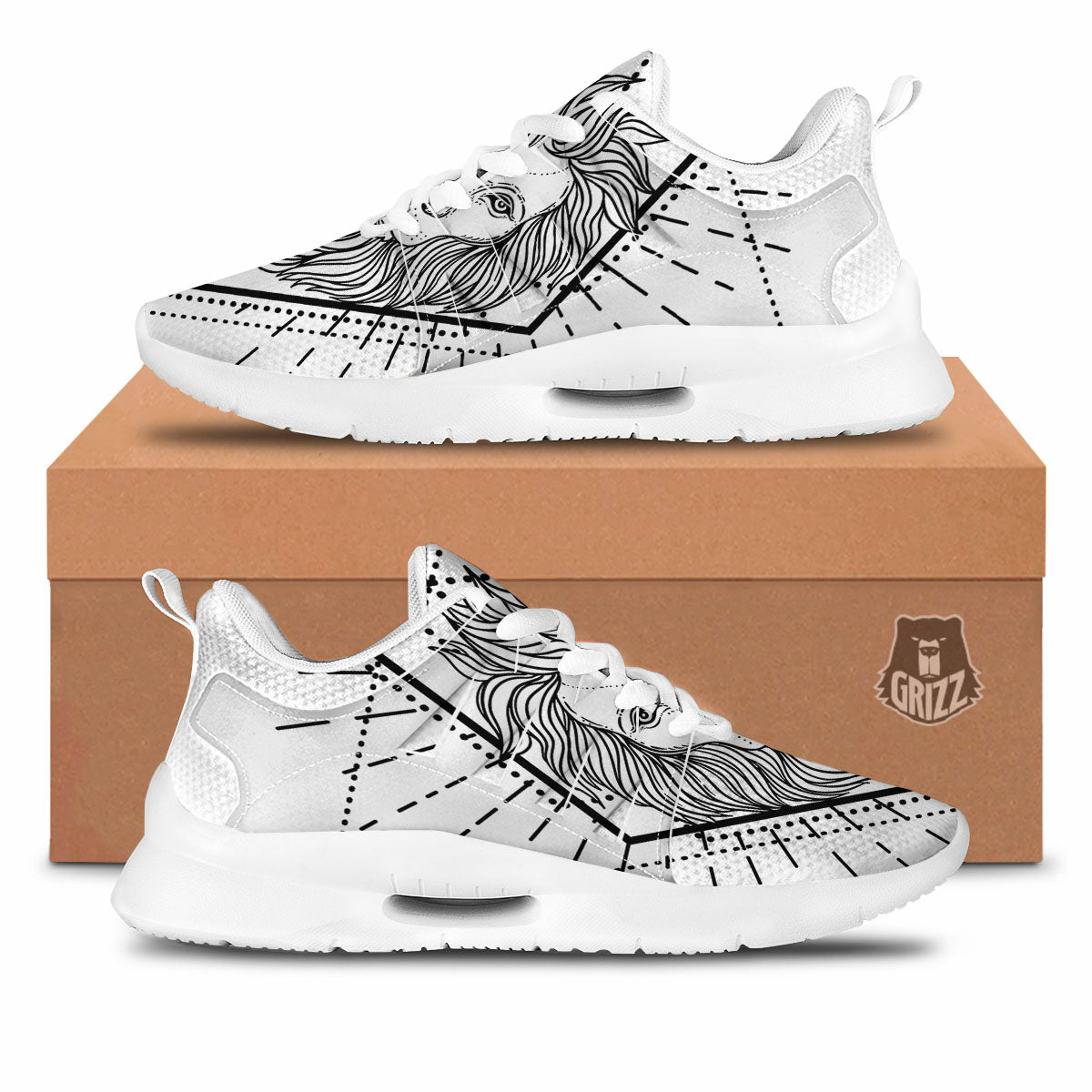 Leo Sign White And Black Print Tennis Shoes-grizzshop