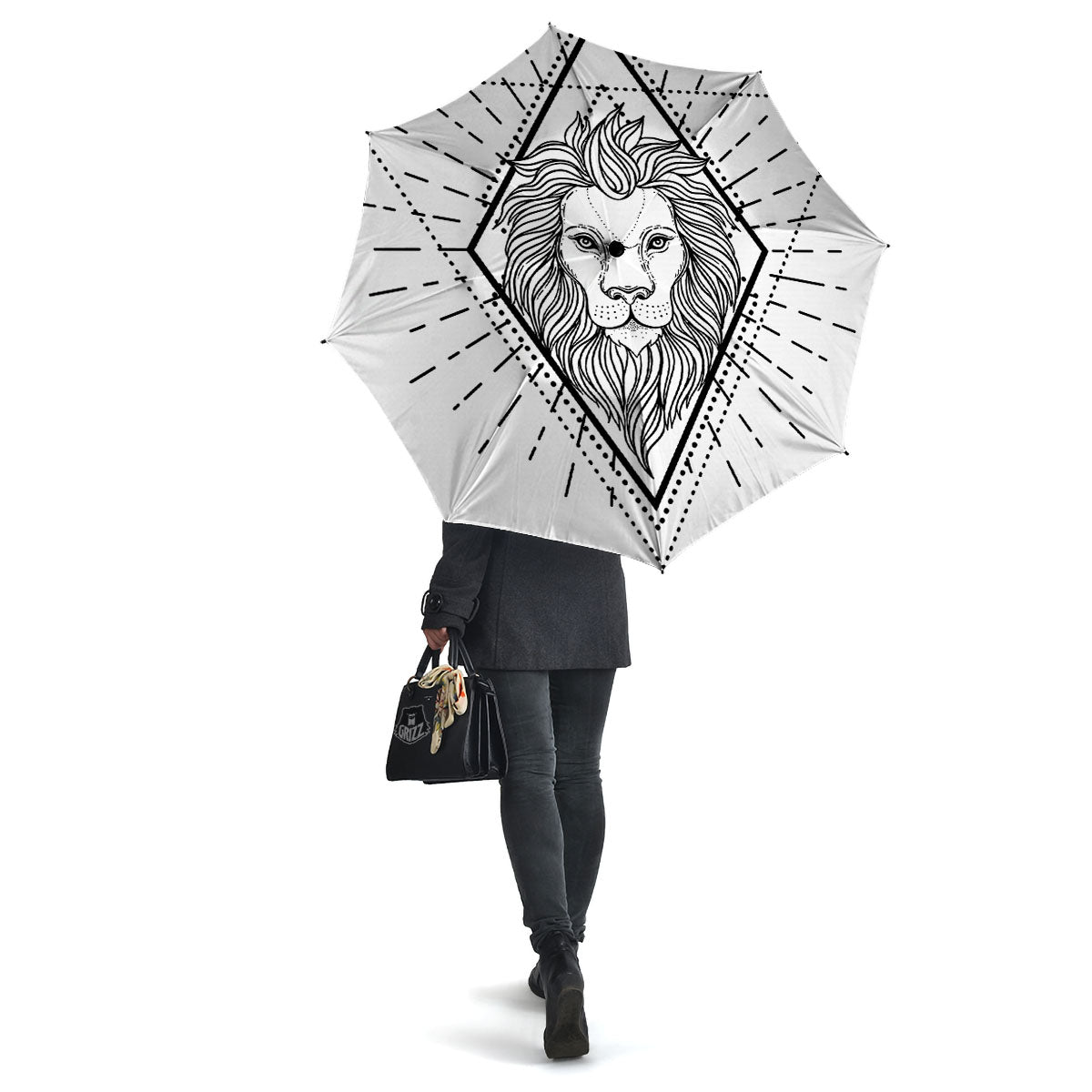 Leo Sign White And Black Print Umbrella-grizzshop