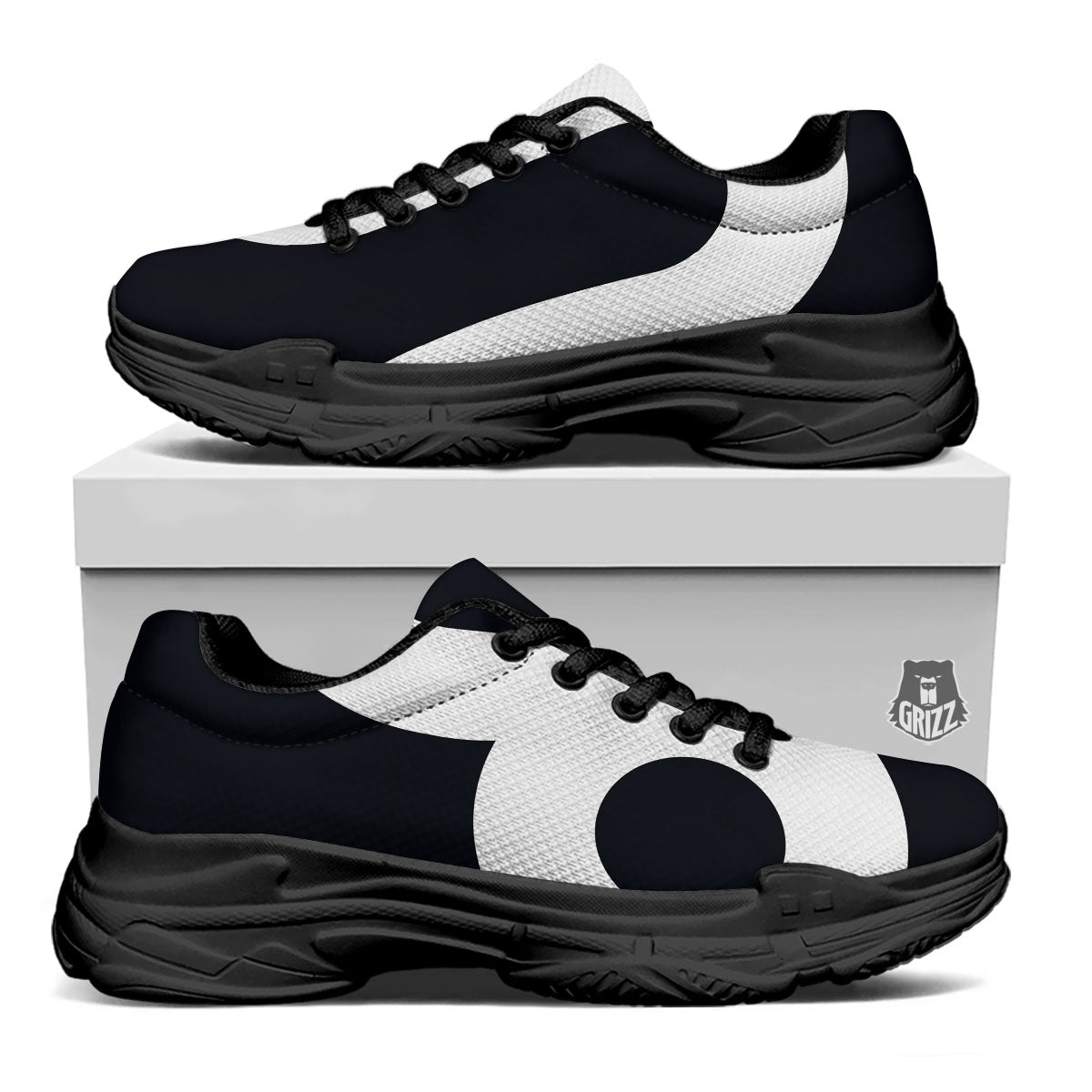 Leo Sign Zodiac White And Black Print Black Chunky Shoes-grizzshop
