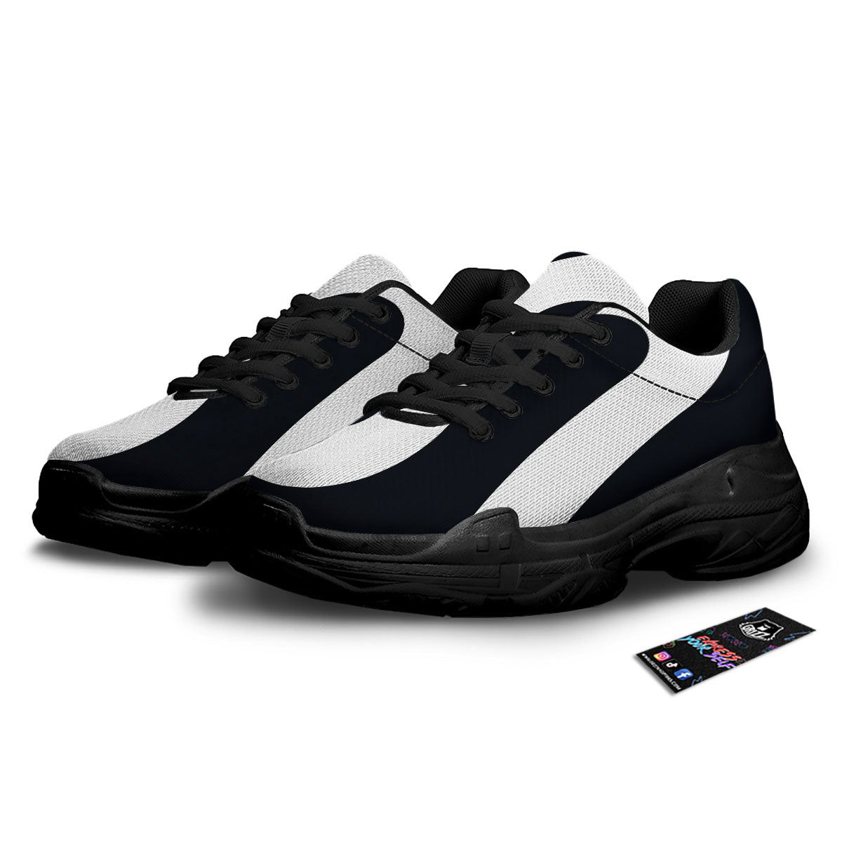 Leo Sign Zodiac White And Black Print Black Chunky Shoes-grizzshop