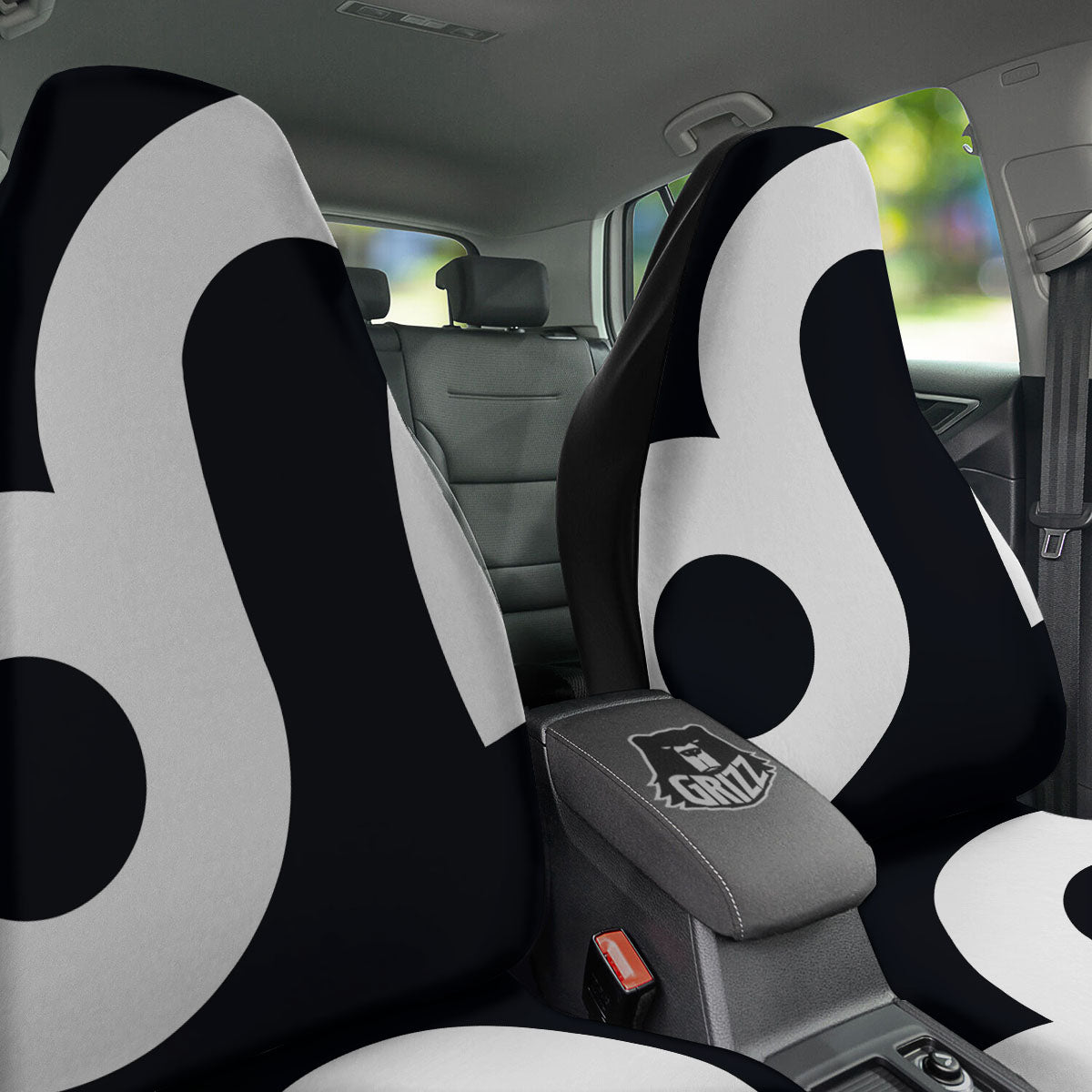 Leo Sign Zodiac White And Black Print Car Seat Covers-grizzshop