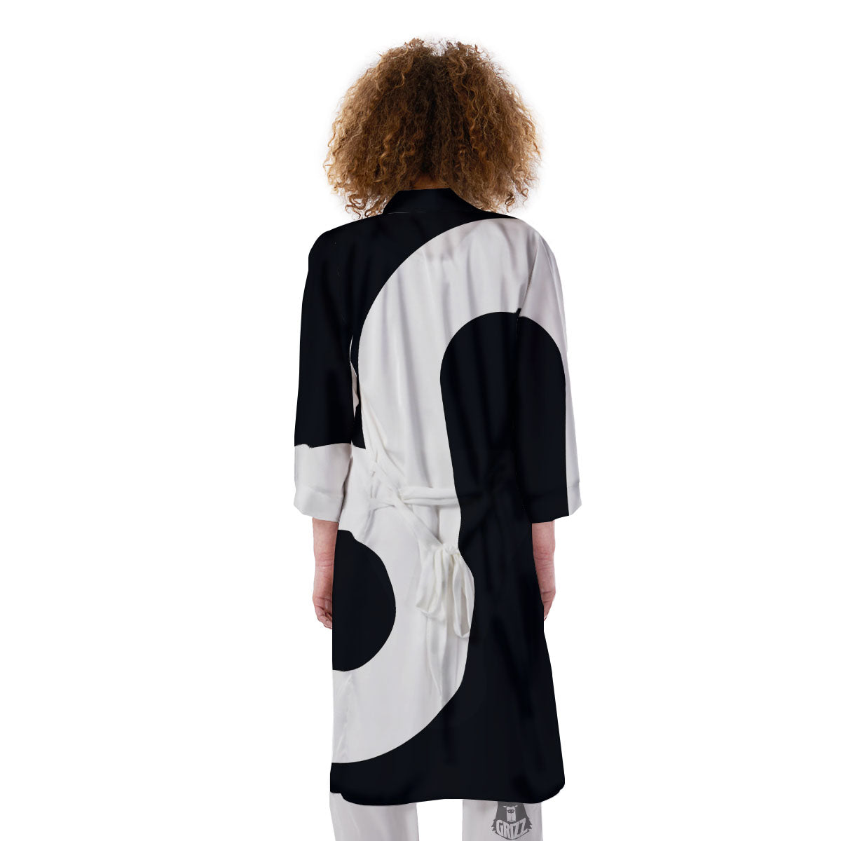 Leo Sign Zodiac White And Black Print Kimono-grizzshop