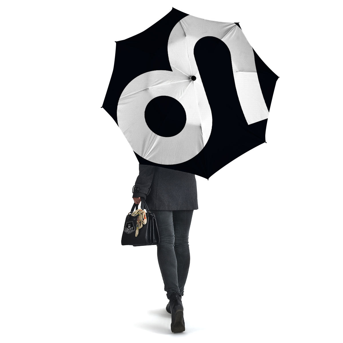 Leo Sign Zodiac White And Black Print Umbrella-grizzshop