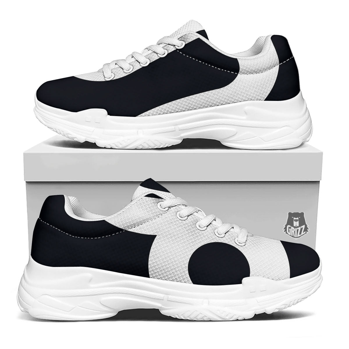 Leo Sign Zodiac White And Black Print White Chunky Shoes-grizzshop