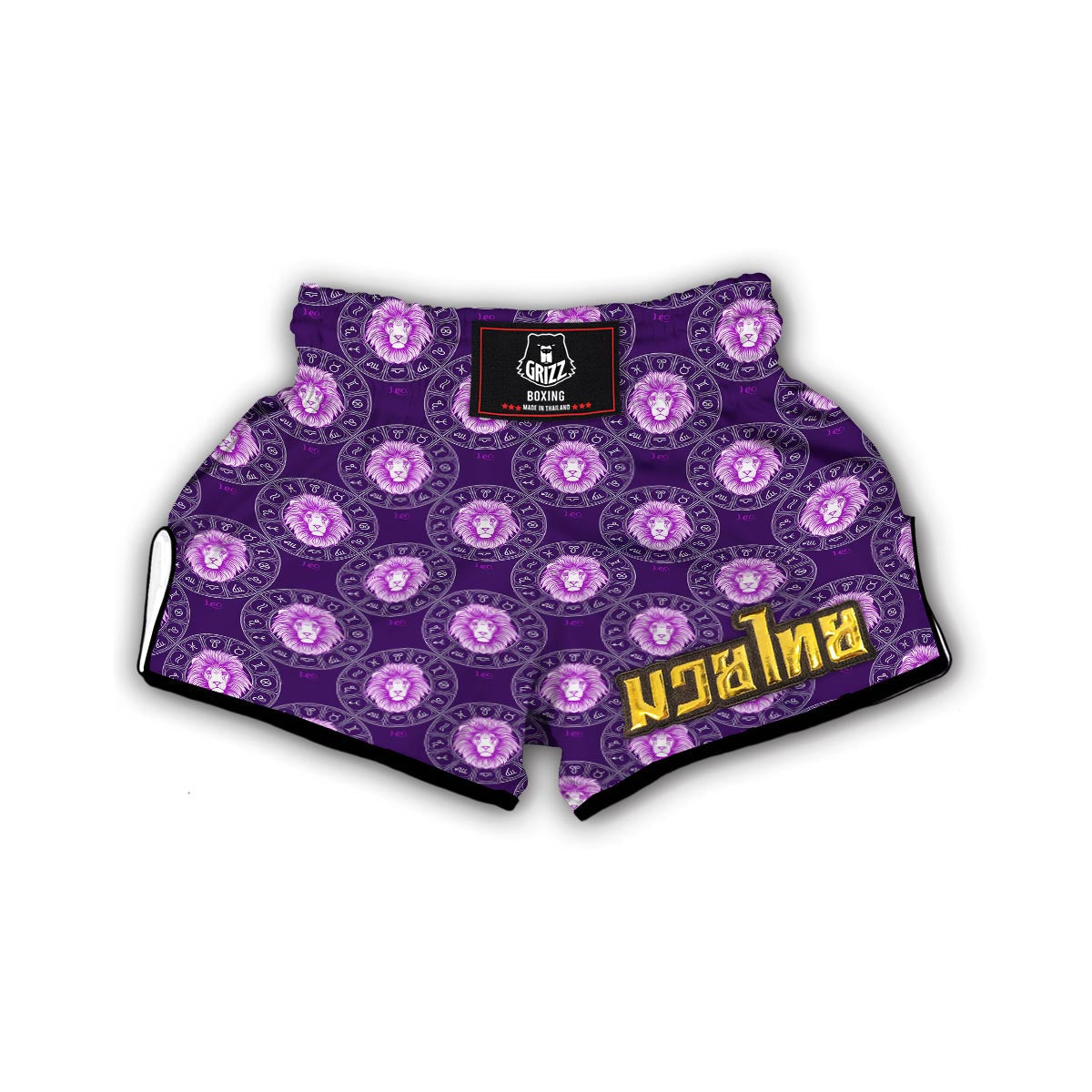 Leo Zodiac Pattern Print Muay Thai Boxing Shorts-grizzshop