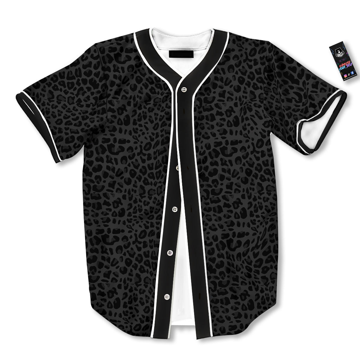 Leopard Black Print Baseball Jersey-grizzshop