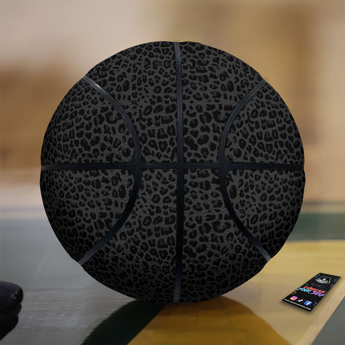 Leopard Black Print Basketball-grizzshop